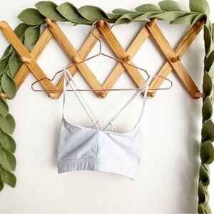 ALO Light Gray Strappy Back Sports Bra